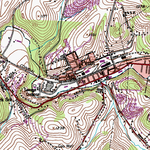 Topographic Map of Borough of Penn, PA