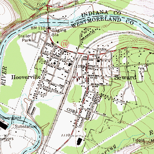 Topographic Map of Borough of Seward, PA