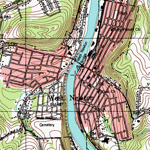 Topographic Map of Borough of West Newton, PA