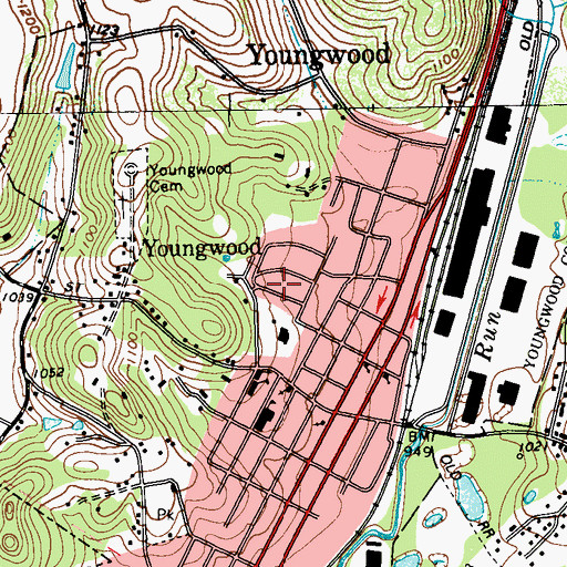 Topographic Map of Borough of Youngwood, PA