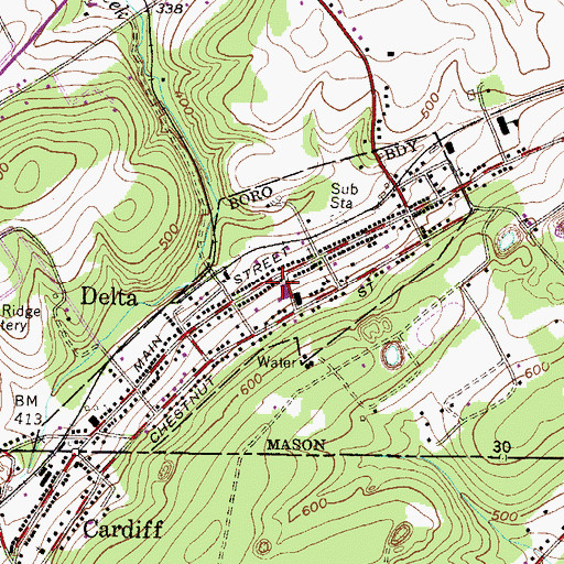 Topographic Map of Borough of Delta, PA