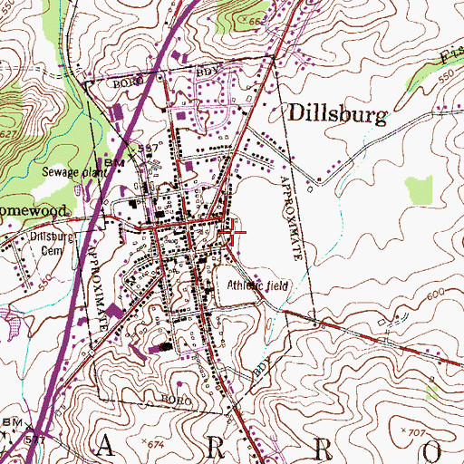 Topographic Map of Borough of Dillsburg, PA