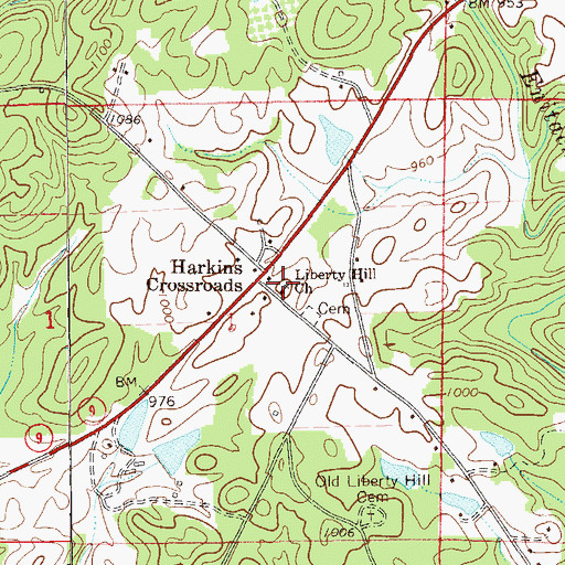 Topographic Map of Liberty Hill Methodist Church, AL