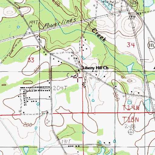 Topographic Map of Liberty Hill Church, AL