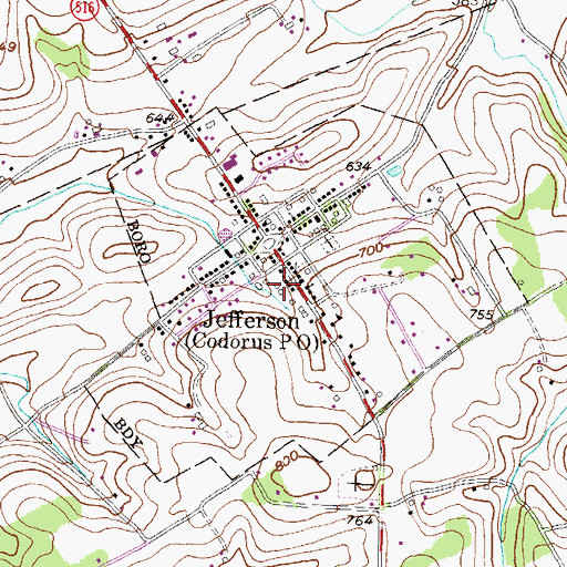 Topographic Map of Borough of Jefferson, PA
