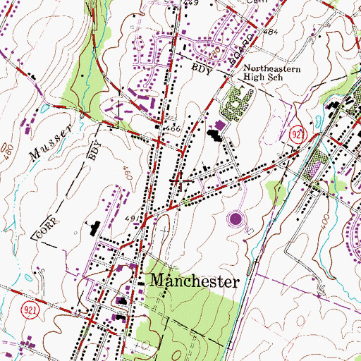 Topographic Map of Borough of Manchester, PA