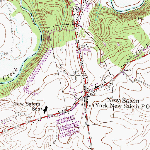 Topographic Map of Borough of New Salem, PA