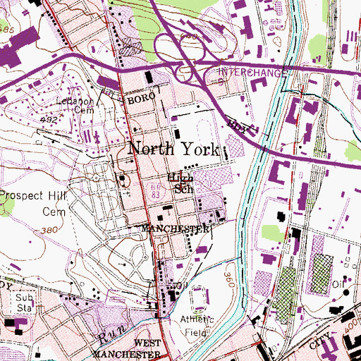 Topographic Map of Borough of North York, PA