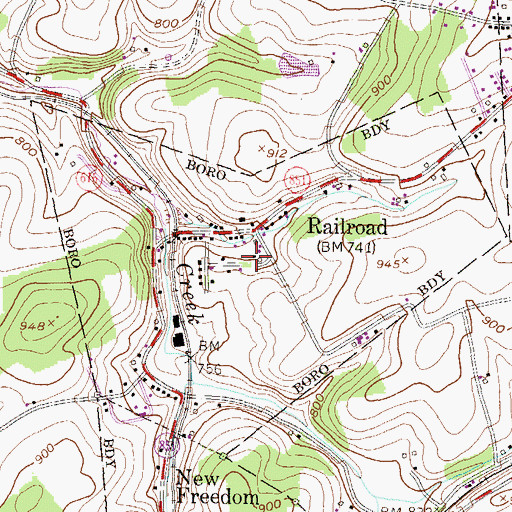Topographic Map of Borough of Railroad, PA