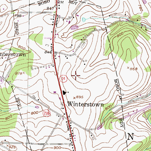 Topographic Map of Borough of Winterstown, PA