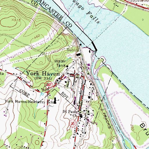 Topographic Map of Borough of York Haven, PA