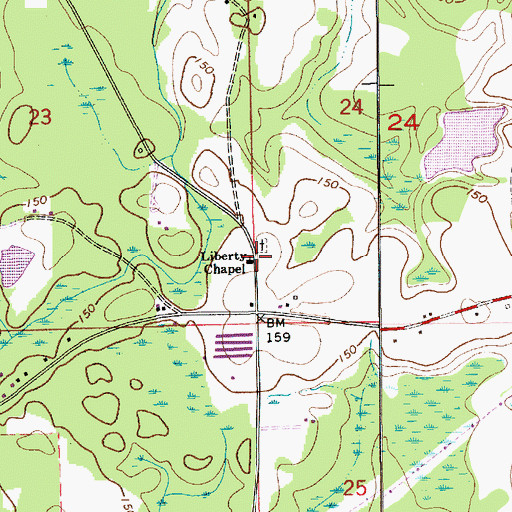 Topographic Map of Liberty Temple, AL