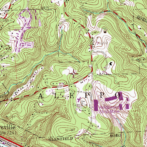 Topographic Map of Township of Aleppo, PA