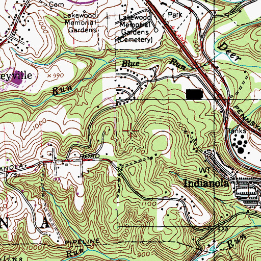 Topographic Map of Township of Indiana, PA