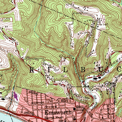 Topographic Map of Township of Kilbuck, PA