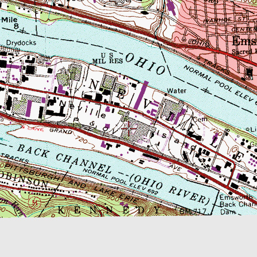 Topographic Map of Township of Neville, PA