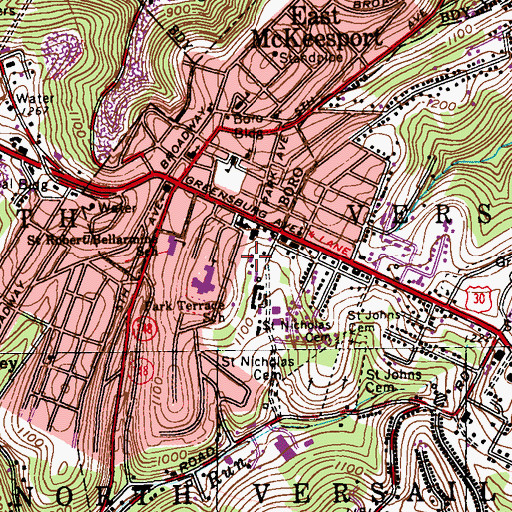 Topographic Map of Township of North Versailles, PA