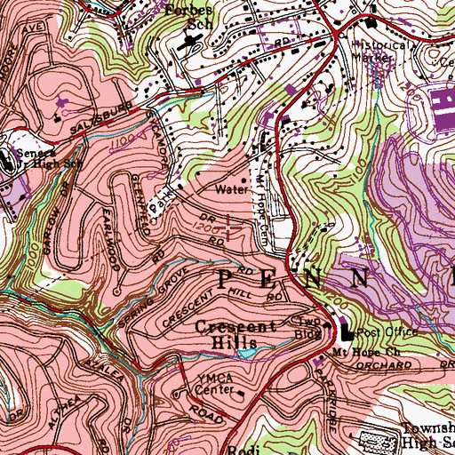 Topographic Map of Township of Penn Hills, PA
