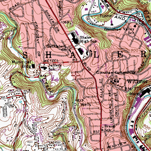 Topographic Map of Township of Shaler, PA