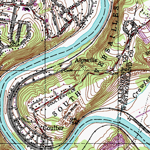 Topographic Map of Township of South Versailles, PA