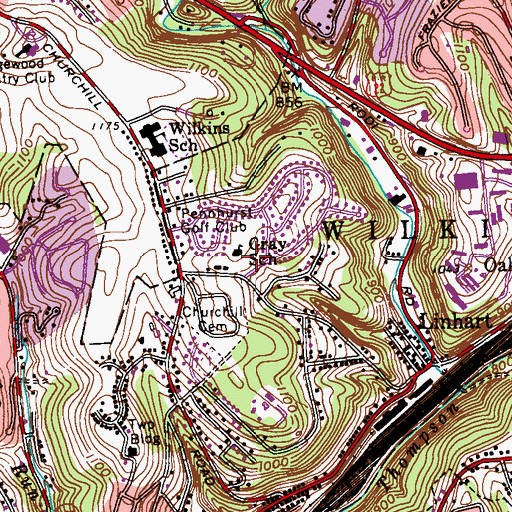 Topographic Map of Township of Wilkins, PA