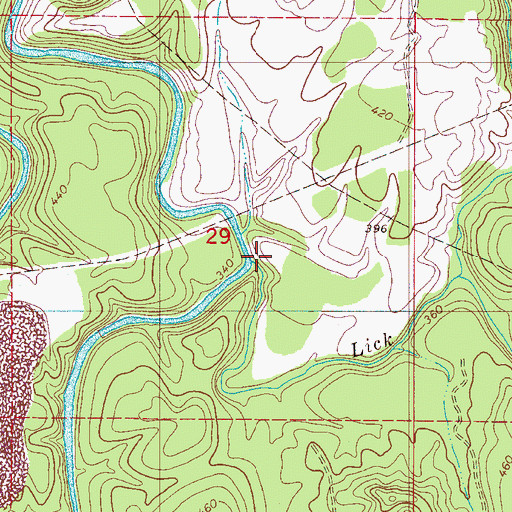 Topographic Map of Lick Creek, AL