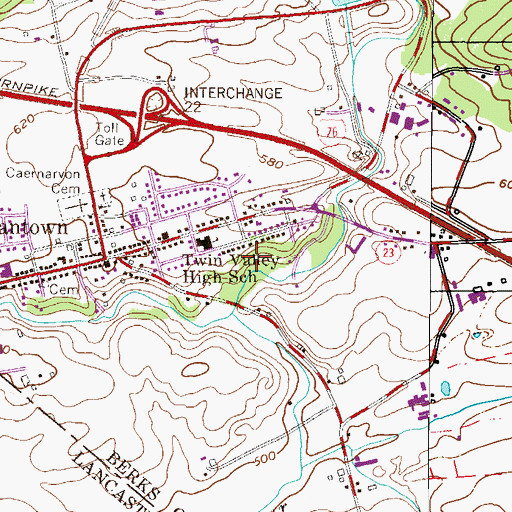 Topographic Map of Township of Caernarvon, PA