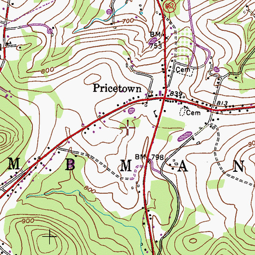 Topographic Map of Township of Ruscombmanor, PA