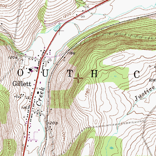 Topographic Map of Township of South Creek, PA