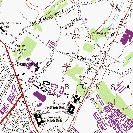 Topographic Map of Township of Bensalem, PA