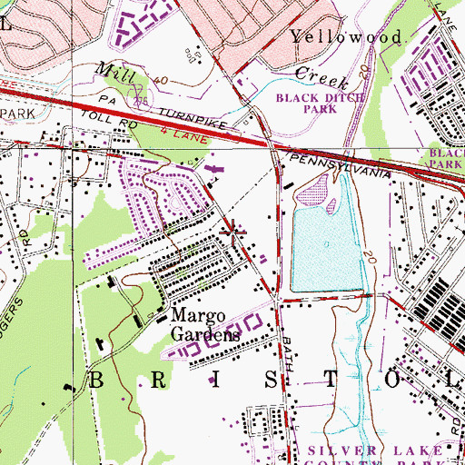 Topographic Map of Township of Bristol, PA