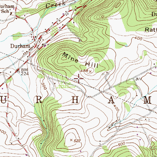 Topographic Map of Township of Durham, PA