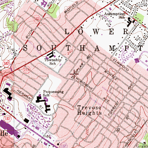 Topographic Map of Township of Lower Southampton, PA