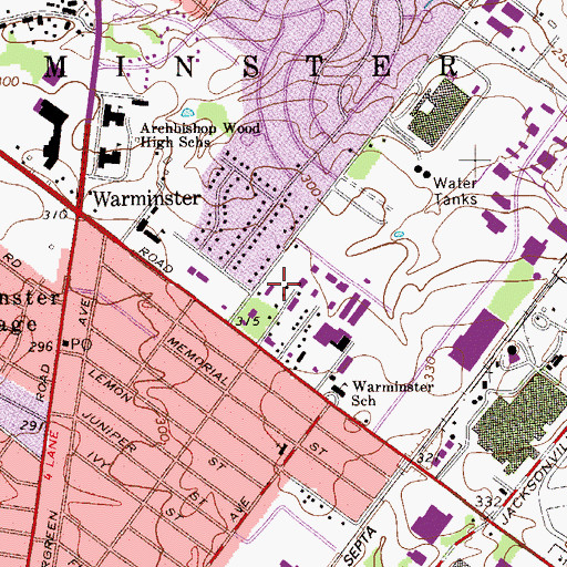 Topographic Map of Township of Warminster, PA