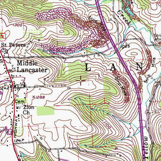 Topographic Map of Township of Lancaster, PA