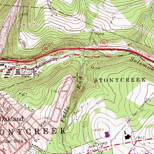 Topographic Map of Township of Stonycreek, PA