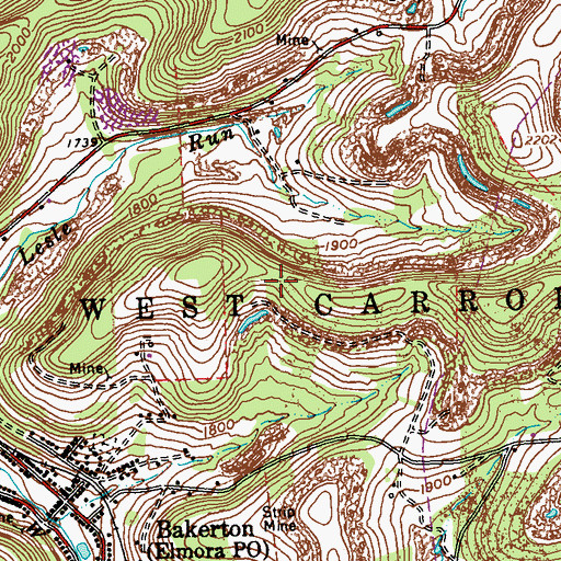 Topographic Map of Township of West Carroll, PA