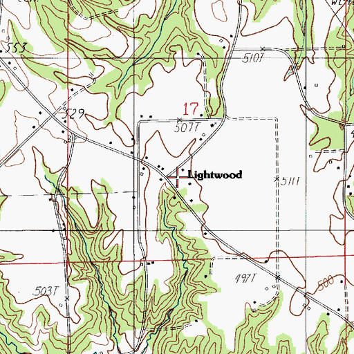 Topographic Map of Lightwood, AL