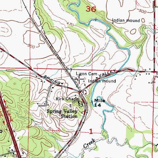 Topographic Map of Ligon Cemetery, AL