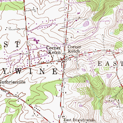 Topographic Map of Township of East Brandywine, PA