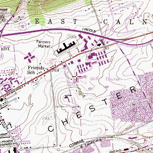Topographic Map of Township of East Caln, PA