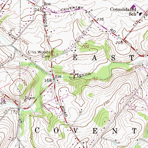 Topographic Map of Township of East Coventry, PA