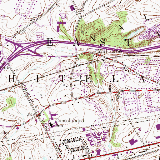 Topographic Map of Township of East Whiteland, PA