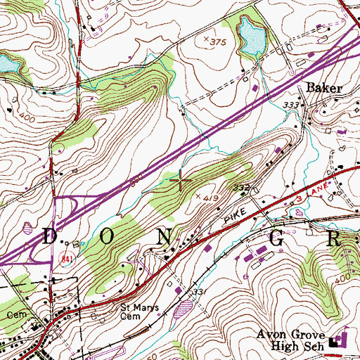 Topographic Map of Township of London Grove, PA