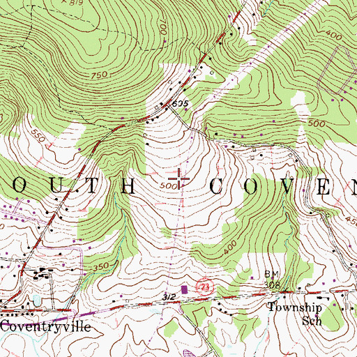 Topographic Map of Township of South Coventry, PA