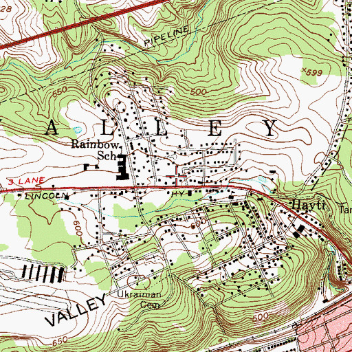 Topographic Map of Township of Valley, PA