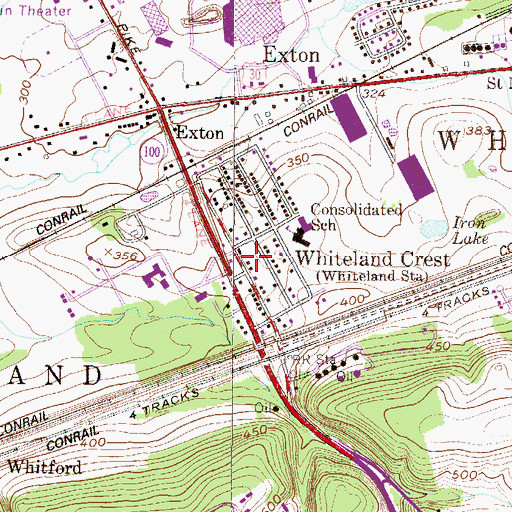 Topographic Map of Township of West Whiteland, PA