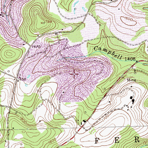 Topographic Map of Township of Ferguson, PA