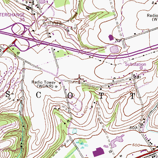 Topographic Map of Township of Scott, PA