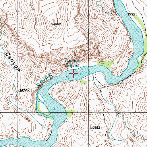 Topographic Map of Tanner Canyon Rapids, AZ